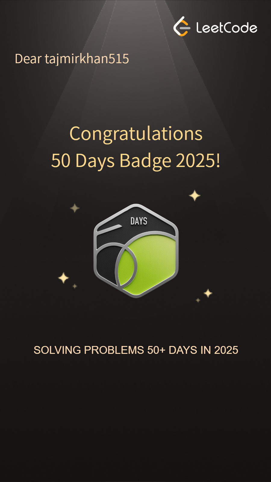 LeetCode 50 Days Badge